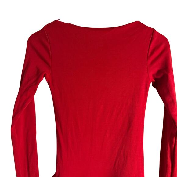 Zara Red Long Sleeve Layered Ruffle Flounce Hem High Neck Mini Dress Size Medium - Picture 6 of 7